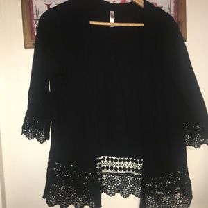 💗 Black Kimono with Crochet Details